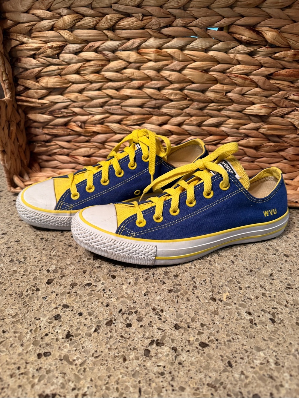 WVU West Virginia Converse Low-Top Sneakers mountaineers all star blue gold